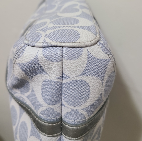 Coach Signature Peyton Heritage Canvas Leather Tote Bag (Light Denim & Silver) - Picture 16 of 16